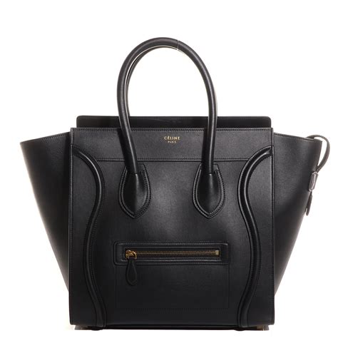 celine micro luggage handbag in smooth calfskin|CELINE Smooth Calfskin Micro Luggage Black.